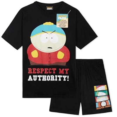 South Park Pijama Hombre Verano Divertido Stan Kyle Cartman Kenny Pijamas Cortos Hombre Originales Ropa de Dormir Regalos para Hombres (S, Negro) | Ya disponible en tu tienda friki favorita! En mundofriki.es!