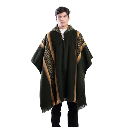 QISU ISKAY Alpaca Wool Poncho Luxuriously Soft, Thick & Warm, Lightweight & Breathable, Durable Artisan Handwoven Wool Blend Unisex Poncho, Ethically Sourced, 43”x 70”(Pachamama)