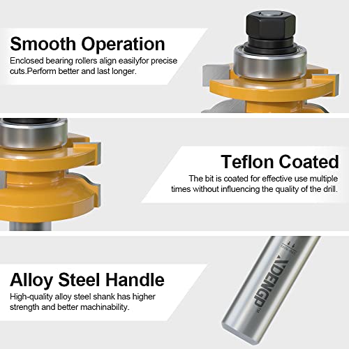 Image of 2PCS Ogee Style Rail and Stile Router Bits Set 1 /2 Inch Shank, 3 /8 Inch Cutting Depth, Up to 1 Inch Stock, Kitchen Cabinet Door Frame Shaper Cutters Raise Panel Making Router Bit Set
