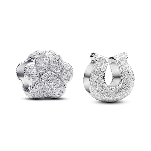 MSPOVOF Mini charm con huella de pata 2 piezas/set,S925 cuenta de plata de ley, para pulseras y collares, para regalo de joyería para mujer