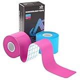 Hipoalergénica y Resistente al Agua: Nuestra kinesiotape deportiva es 100% libre de látex. El adhesivo activado por calor que utilizamos es muy ligero, suave e hipoalergénico. La cinta también es resistente al agua. No se caerá incluso en caso de sudar y ducharse.