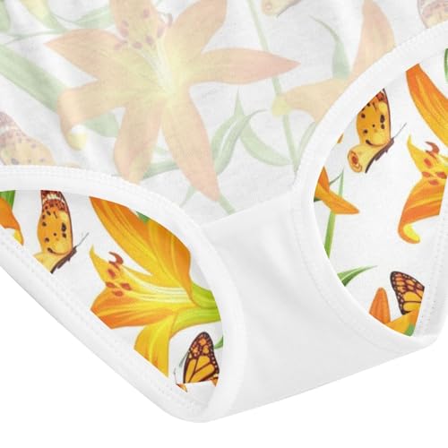 Girls' Underwear, Orange Yellow Lilies Toddler Girl Panties, Cotton Underwear Girls, 2T–8 Years4