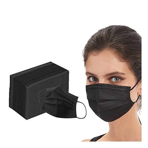 Apepal 100Pcs Adult Black Face Masks 3 Layer Non-Woven Black Masks For Adjustable Nose Clip #TOP3