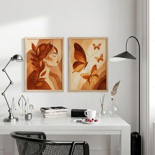 Image of TheMakerly Modern Art Wall Painting Set of 2 for Living Room | Premium HD Printed Wall Frames for Bedroom, Office & Home Decor | Minimalist Contemporary Wall Art (Ready to Hang) (M.6, 13x19 inches)