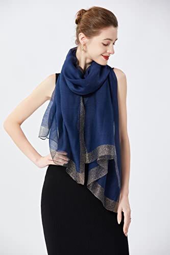 STARWHISPER Women's Gold Trim Silk Scarf Shawl Wrap - Elegant Accessory for Evening Dress - Gift Packaged3