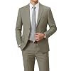 YND Men’s Wool Suit Set, 2 Piece Slim Fit, Two Button Solid Jacket Pants with Paisley Tie for Business Party Wedding Business