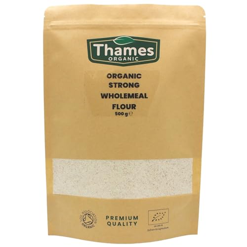 Organic Stoneground Wholemeal Bread Flour-Certified Organic, Non-GMO, Vegan, No Additives, No Preservatives, Resealable Bag by Thames Organic 500g