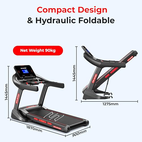 Image of Sparnod Fitness STH-5710 High-Performance Treadmill, Hydraulic Foldable Running Machine, Auto Incline 0-22%, 7HP Peak DC Motor, 1-20km /h Speed, 24 Preset Programs, Bluetooth Speakers, 150kg Capacity
