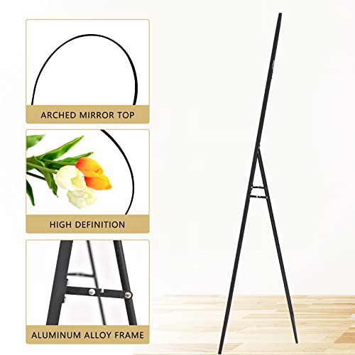 Image of BEAUTYPEAK 64 inchx21 inch Arch Full Length Mirror, Hanging or Leaning Arched-Top Full Body Mirror with Stand for Bedroom, Dressing Room, Black