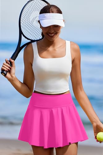 Image of PINSPARK Womens Tennis Skirt Pleated Athletic Skirts with Pockets Shorts High Waisted Golf Skort for Workout Pickleball