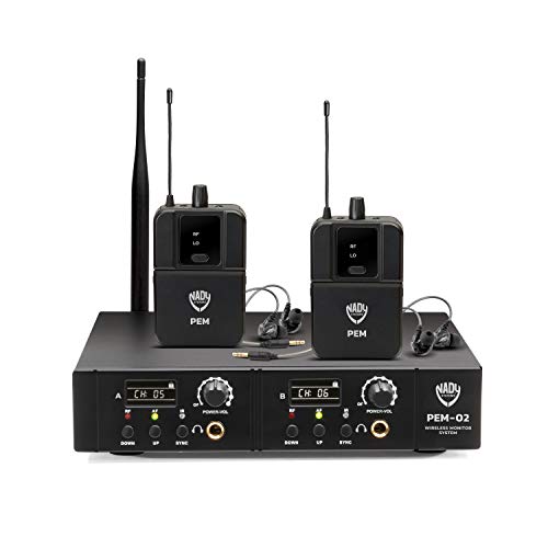 Nady PEM-02 UHF 16-Channel Wireless Professional in-Ear Monitor System with EB-6 Earbud Headphones