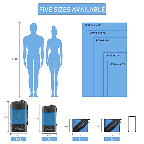 Your Choice Pacote com 2 toalhas de viagem de microfibra (152 x 76 e 30 x 61 cm), toalha de secagem