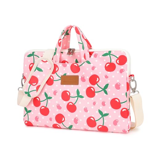 canvaslife Patten Waterproof Laptop Shoulder Messenger Bag Case Sleeve for 14 Inch 15 Inch Case Laptop Briefcase 15.6 Inch (Cherry)