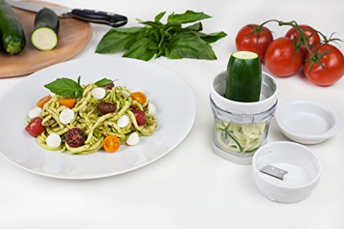 Paderno World Cuisine 2-Blade Handheld Turning Vegetable Slicer / Spiralizer, includes 2 Different Stainless Steel Blades