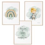 Mutzauber Poster 3er Set Kinderzimmer A4 | Bilder 