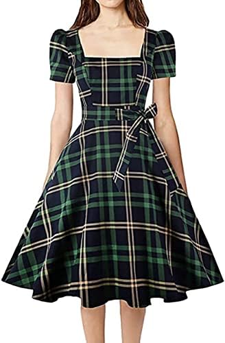 OBBUE Women's Square Neck Dress Vintage 1950s Cocktail Party Dres...