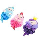 TOYANDONA 3 piezas Bolas de Baño Infantiles con Diseño de Animales Esponjas de Malla Ergonómicas para Ducha de Unidades Ligeras y Portátiles para Bebés