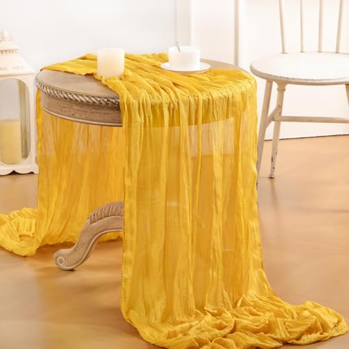 Loopiske 12 Pack Gold Cheesecloth Table Runner Rustic 35×120 Inch by Loopiske - Used condition - Image 2
