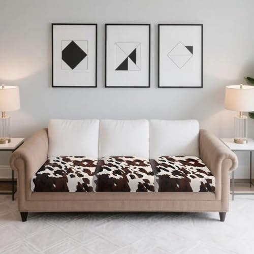 Housse de coussin de canapé douce imprimé vache noir et marron
