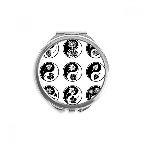Miroir rond bouddhisme yin-yang de poche design multicolore floral portable