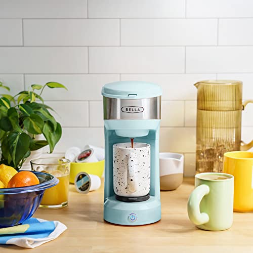 Bella Dual Brew Single Serve Coffee Maker, Brews Both Kcup And Ground Coffee, Large 14Oz Capacity, Easy One Touch, Auto Shutoff, Aqua #TOP1