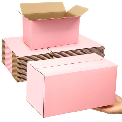 11x6x6 Inches Shipping Boxes Medium, 30 Pack Corrugated Cardboard Boxes, Pink Mailing Boxes for Small Business Packaging