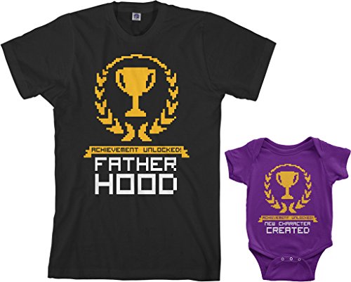 Image of Threadrock Achievement Unlocked Infant Bodysuit & Men's T-Shirt Matching Set
