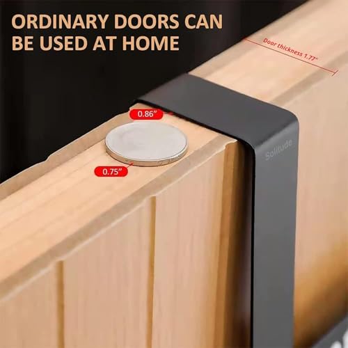 Image of Solitude Pack of 2 Heavy Duty Metal Over Door Hanger with 6 Hooks, Drill-Free Hanging Rack Organizer for Bathroom, Bedroom, Kitchen (Black)