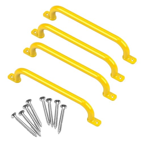 Image of 48cm Long Metal Playground Safety Handle Monkey Bars for Kids Backyard (Pack of 4), Jungle Gym for Indoor Outdoor Playground Playset Handle Accessories for Playhouse, Yellow