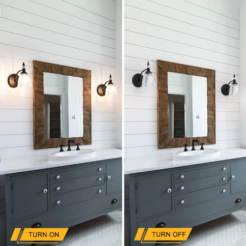 Image of Vintage Black Wall Sconces Set of Two, Matte Black Bathroom Vanity Light Fixtures, G9 Bulbs Bathroom Sconces Set of 2, Glass Wall Lights for Bathroom, Bedroom, Hallway