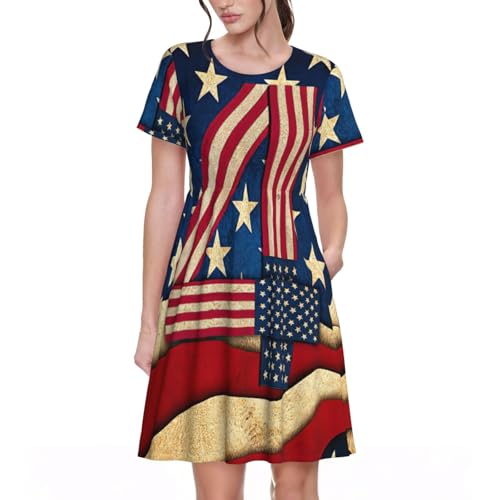 Robe d'été imprimé patriotique robe décontractée chic femme