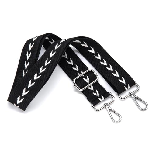 Image of S&loyoe Silver bucklePurse Straps Replacement Crossbody Bag Strap Adjustable Wide Guitar Straps for Handbags 1.5inch (Leaf black silver)