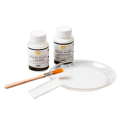 Gilding Adhesive Set, 180 Ml Gold Leaf Sheets Adhesive And Varnish For Craft Supplier, Resin Art, Furniture Decoration, Wall, Ceiling (2 Brushes + 2 Gloves) #TOP3