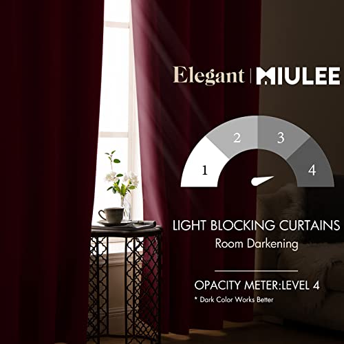 MIULEE Christmas Blackout Curtains 2 Panels, Room Darkening Thermal Insulated Drapes Solid Window Treatment Set Grommet Top Light Blocking Curtain for Living Room/Bedroom 52x84 inch,Wine Red