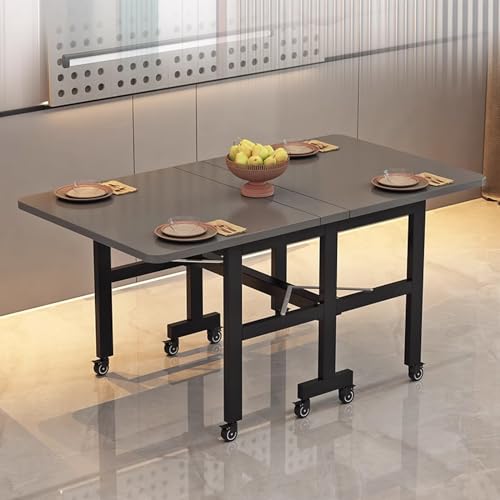 Mesa de comedor plegable extensible con ruedas, ahorra espacio para cocinas pequeñas y comedores, fácil de usar y versátil para espacios limitados