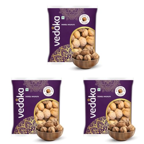 Image of Amazon Brand - Vedaka Inshell Walnuts | 500 Gram | Akhrot With Shell | Rich In Omega-3 & Antioxidants | Healthy Snack (Pack of 3)
