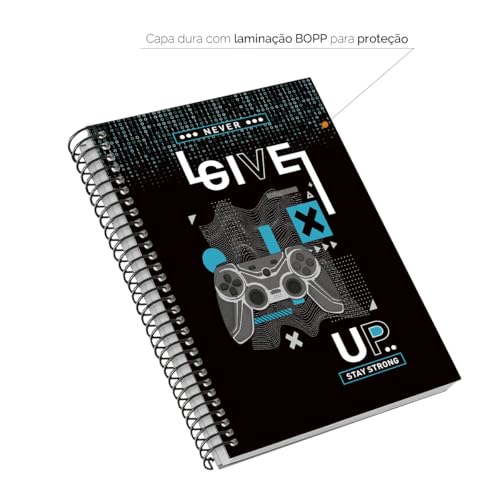 Caderno Colegial 20 Matérias Capa Dura Urban Game Azul