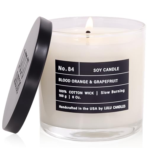 Lulu Candles | Blood Orange & Grapefruit | Luxury Scented Soy Jar Candle | Hand Poured in The USA | Highly Scented & Long Lasting - 6 Oz.