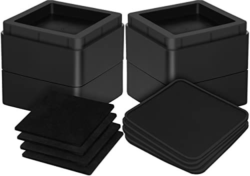 Utopia Bedding Bed Risers 2 Inch - Pack Of 4 - Furniture Risers With Anti Slip Foam & Rubber Pad - Stackable Bed Lifts Risers Heavy Duty For Sofa, Bed, Table, Couch & Chair (Black) #TOP4