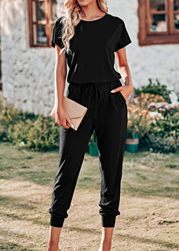 KIRUNDO Women's Summer 2025 Casual Short Sleeve Jumpsuits