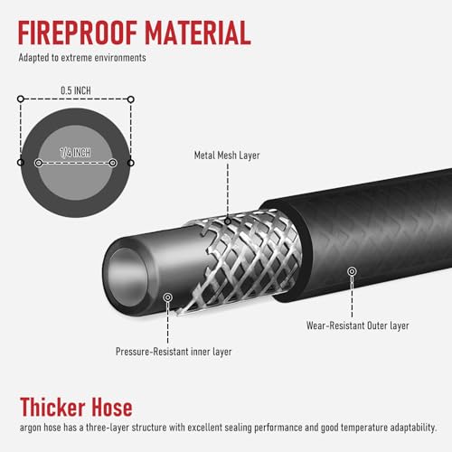 Image of RX WELD Inert Gas Welding Hose - Argon Flow Hose (Black, 5FT)