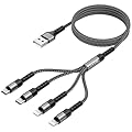 RAVIAD Multi Cavo di Ricarica, Multi Cavo Ricarica Multiplo [2M] 4 in 1 Cavo USB Multiplo Cavetto Nylon Intrecciato Cavo di Ricarica USB per Phone XS/XR, Samsung Galaxy/Honor/Xiaomi/Google Pixel/LG