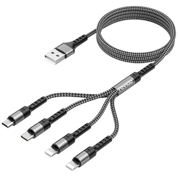 RAVIAD Multi Cavo di Ricarica, Multi Cavo Ricarica Multiplo [2M] 4 in 1 Cavo USB Multiplo Cavetto Nylon Intrecciato Cavo di Ricarica USB per Phone XS/XR, Samsung Galaxy/Honor/Xiaomi/Google Pixel/LG