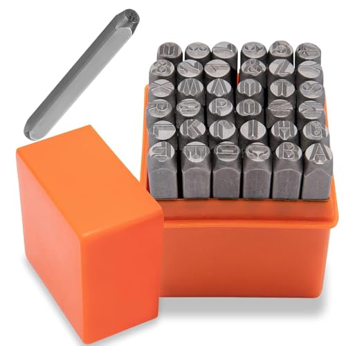 Anhoer Juego de 37 números de alfabeto de 3 mm, números de la A a la Z y números del 0 al 9, herramienta de troquelado con letras para metal, piel, madera, grabado en relieve