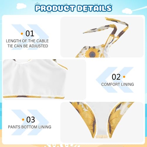 KLL Sunflowers Pattern Artistic Girl 2 Piece Bikini Sets Quick-Dry Bathing Suit Swimming Suits Cute Shoulder Strap4