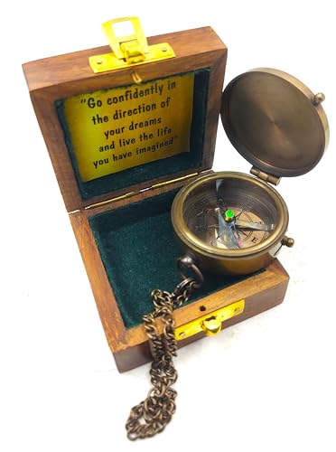 Brass Nautical - Brújula Thoreau 'Go Confidently', regalo para graduación, día de confirmación, bautizo, año nuevo, cumpleaños, aniversario, comunión, camping miniatura 4