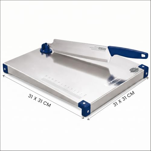 Image of Organizemee Premium Stainless Steel Chopping Board with Integrated Knife | Food-Grade Metal Cutting Board for Daily Kitchen Use | Durable, Rust-Resistant & Simple to Maintain