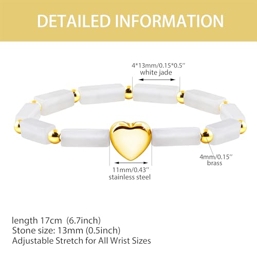 Image of Cuboid Love Elastic Bracelet, Crystal Energy Stone Anxiety Relief Yoga Jewelry for Women Male (Heart-shaped Charm Can Be Customized Name)