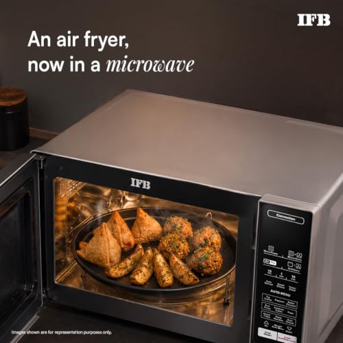 Image of IFB 21L Air Fry Convection Microwave with 5 in 1 Versatility Bake, Grill, Roast, Reheat & Multi-Stage Cooking, Auto Cook Menus (21SC5, Silver, Weight Defrost, Steam Clean, 10 Power Levels)