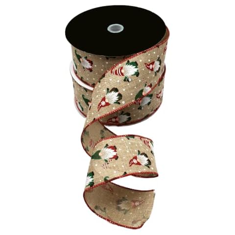 Kooky Kids - Christmas Wire Edged Gonk Ribbon - 2.5 inches Wide - Decorative Ribbon - Tree Decoration, Outdoor Decoration, Gift Wrapping, Sewing, Crafts, Holiday & Birthday Party Presents - 2 Metre Cover